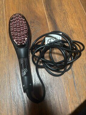 Simply Straight Ceramic Hair Straightener Brush LCD Display Temp Control Pink